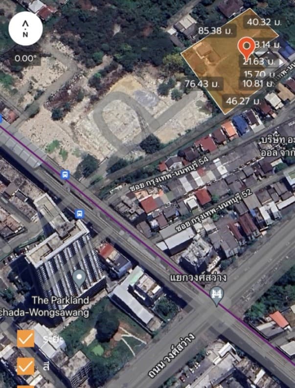 [Code : R38123] ขายที่ดิน กรุงเทพ-นนทบุรี54/1 ขนาด1,350ตรว. ปากซอยติดMRTวงศ์สว่าง