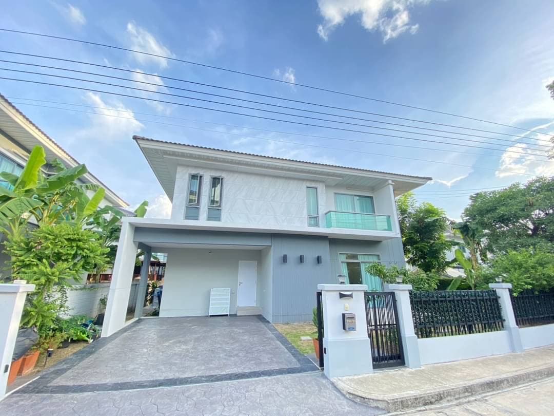 [Code : R4313] ขายบ้านเดี่ยวหลังมุม 3 ห้องนอน 2 ห้องน้ำ หมู่บ้านเพอร์เฟคเพลส-สถานีไทรม้า เฟอร์นิเจอร์ครบ พร้อมเข้าอยู่